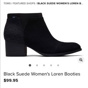 Black Suede Toms Loren Booties, size 5.5 and 6.5
